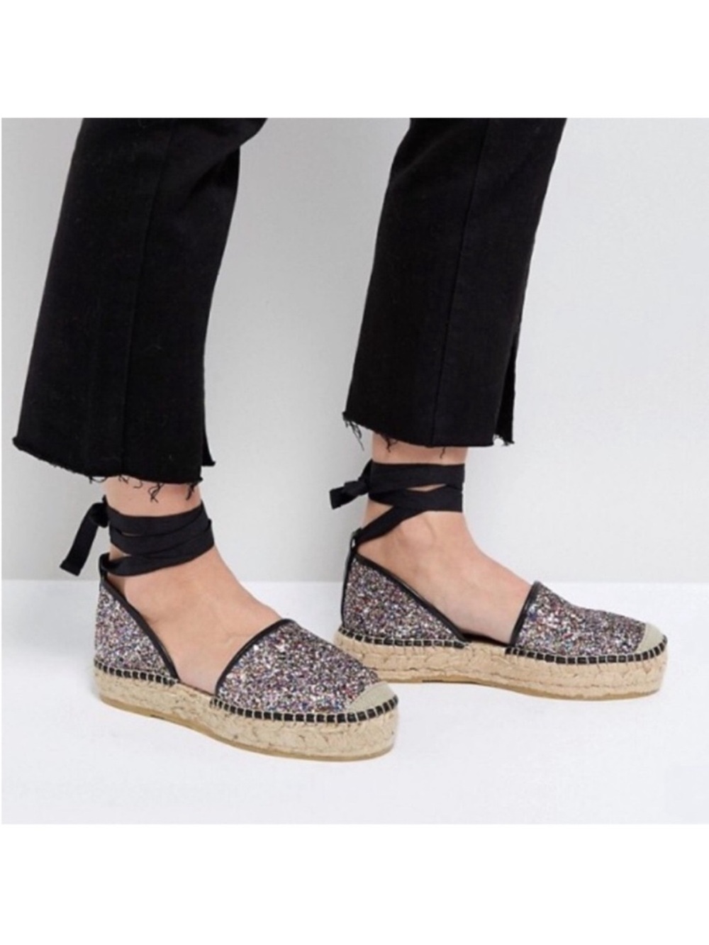Free People Paradise Glitter Espadrille Platform Gladiator Sandals